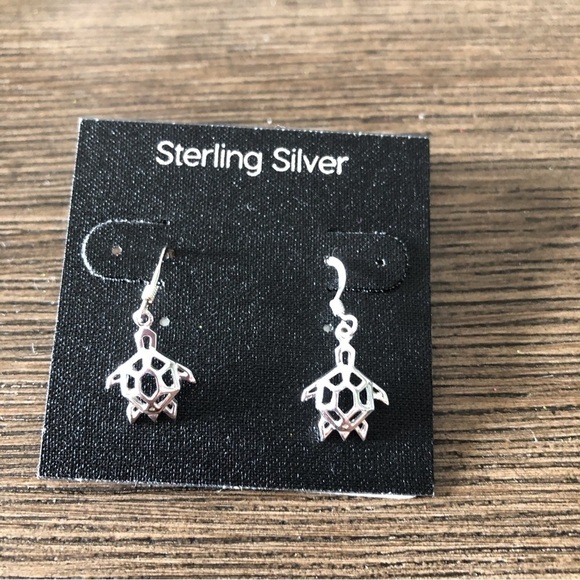 Sterling Sliver geometric turtles fishhook earrings - Picture 1 of 2